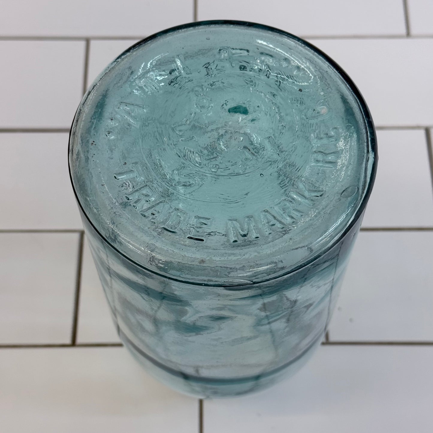 Hazel Atlas E-Z Seal Aqua Glass Canning Jar USA 1910s-1920s