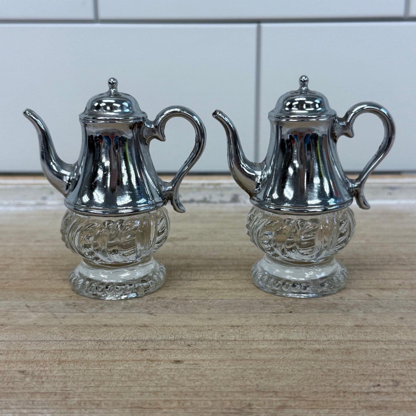Teapot Salt & Pepper Set, Silver plate