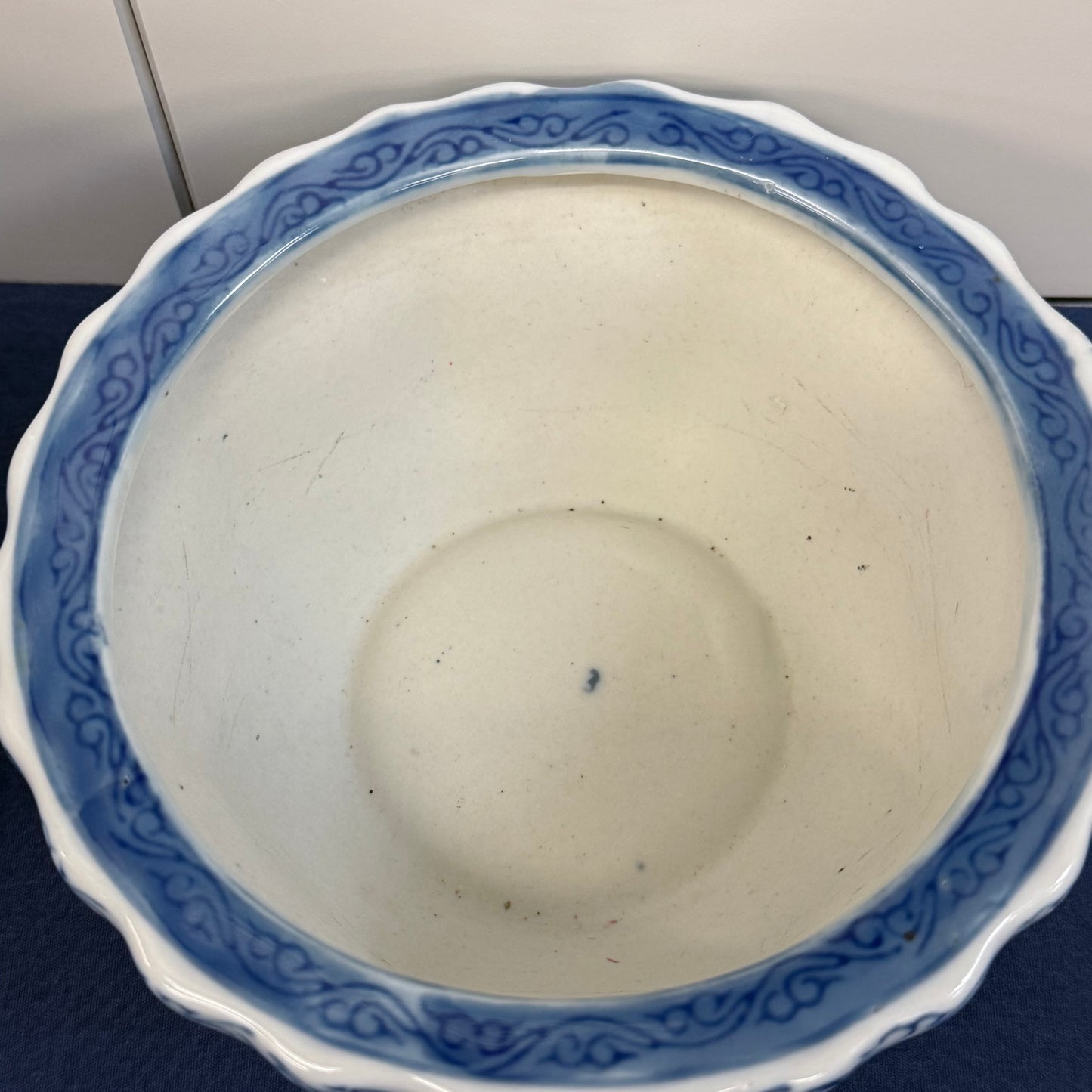 Blue White Floral Ceramic Planters Cachepots Set of 2