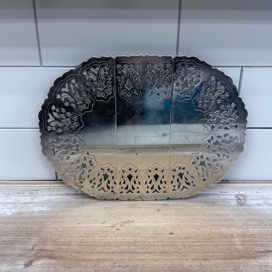 Expandable Pierced Silver Plated Trivet Hot Plate