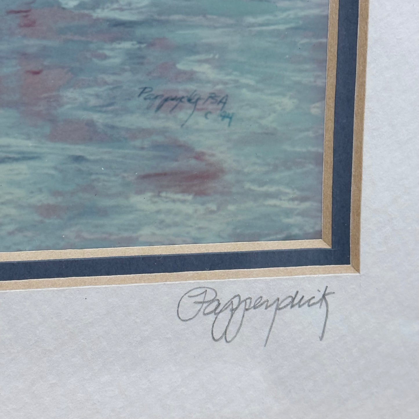Barbara Pappendick Beach Walkers Framed Art Print, Signed 1994
