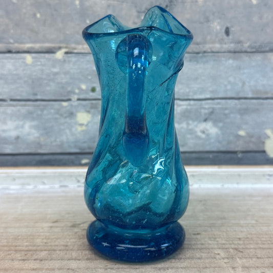 Hand Blown Seeded Swirl Glass Pitcher