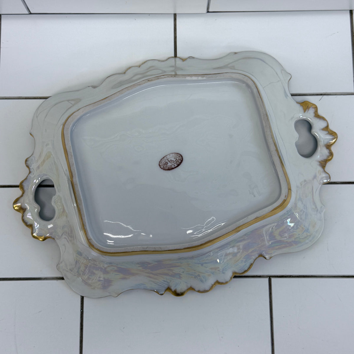 Antique Fürstenberg Brunswick Floral Porcelain Tray Gilt 1920s