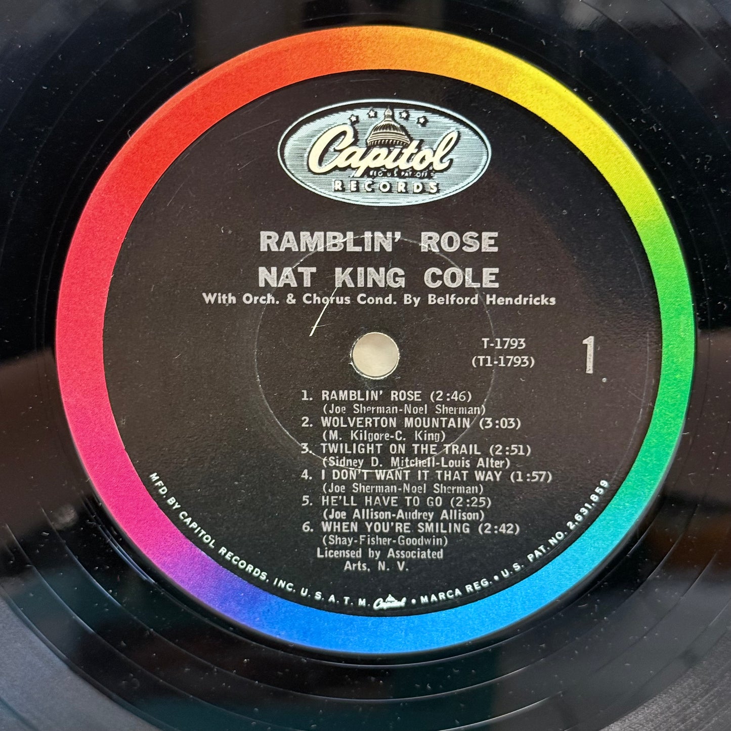 Nat King Cole Ramblin’ Rose Mono Vinyl Record 1962 #T-1793