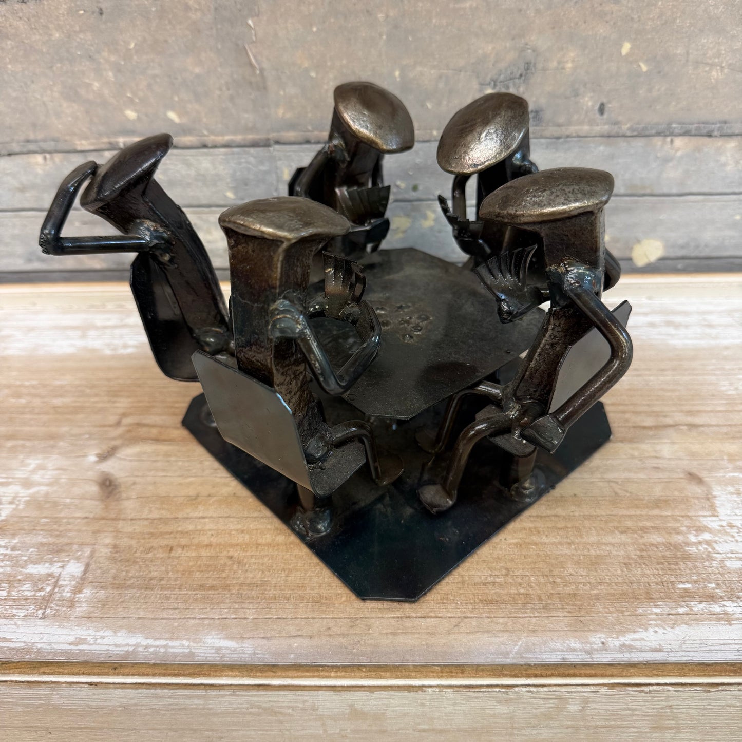 Roland Metal Art Poker Game Repurposed Metal Sculpture