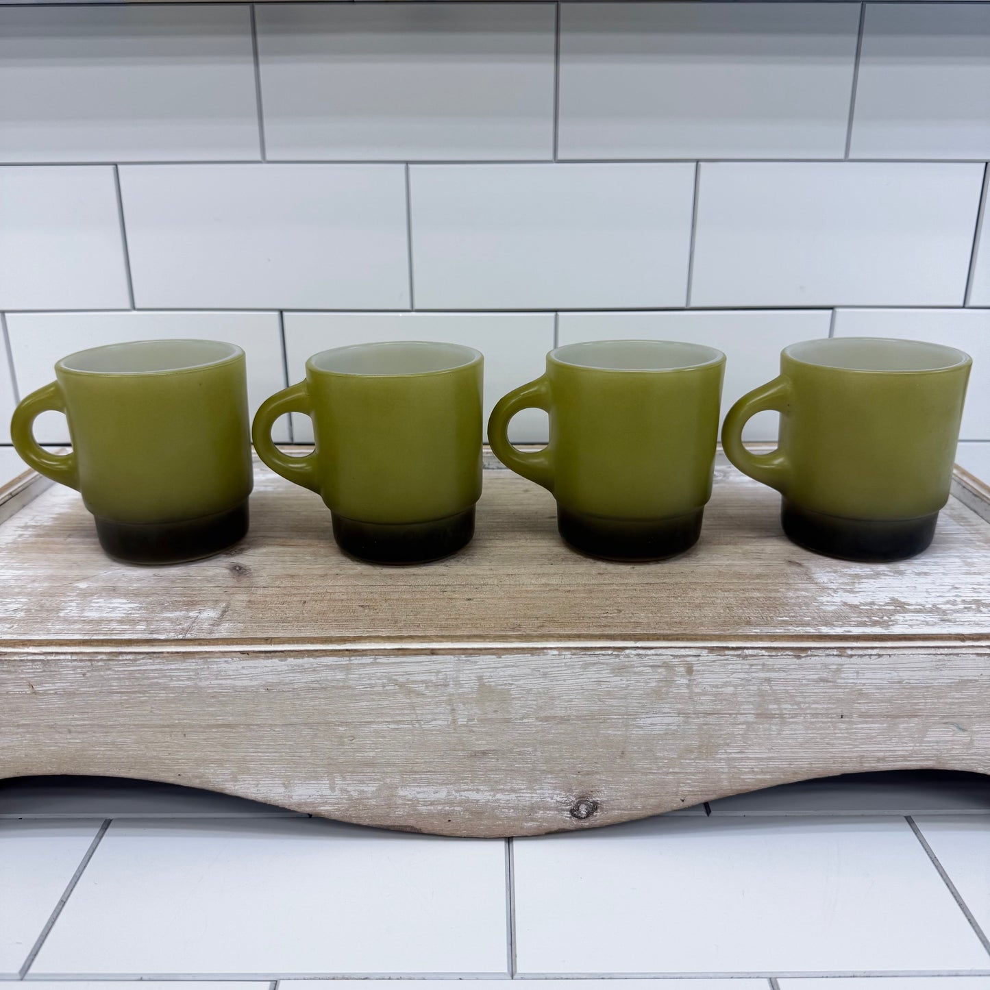 Fire King Mugs Stackable Glass, Set of 4