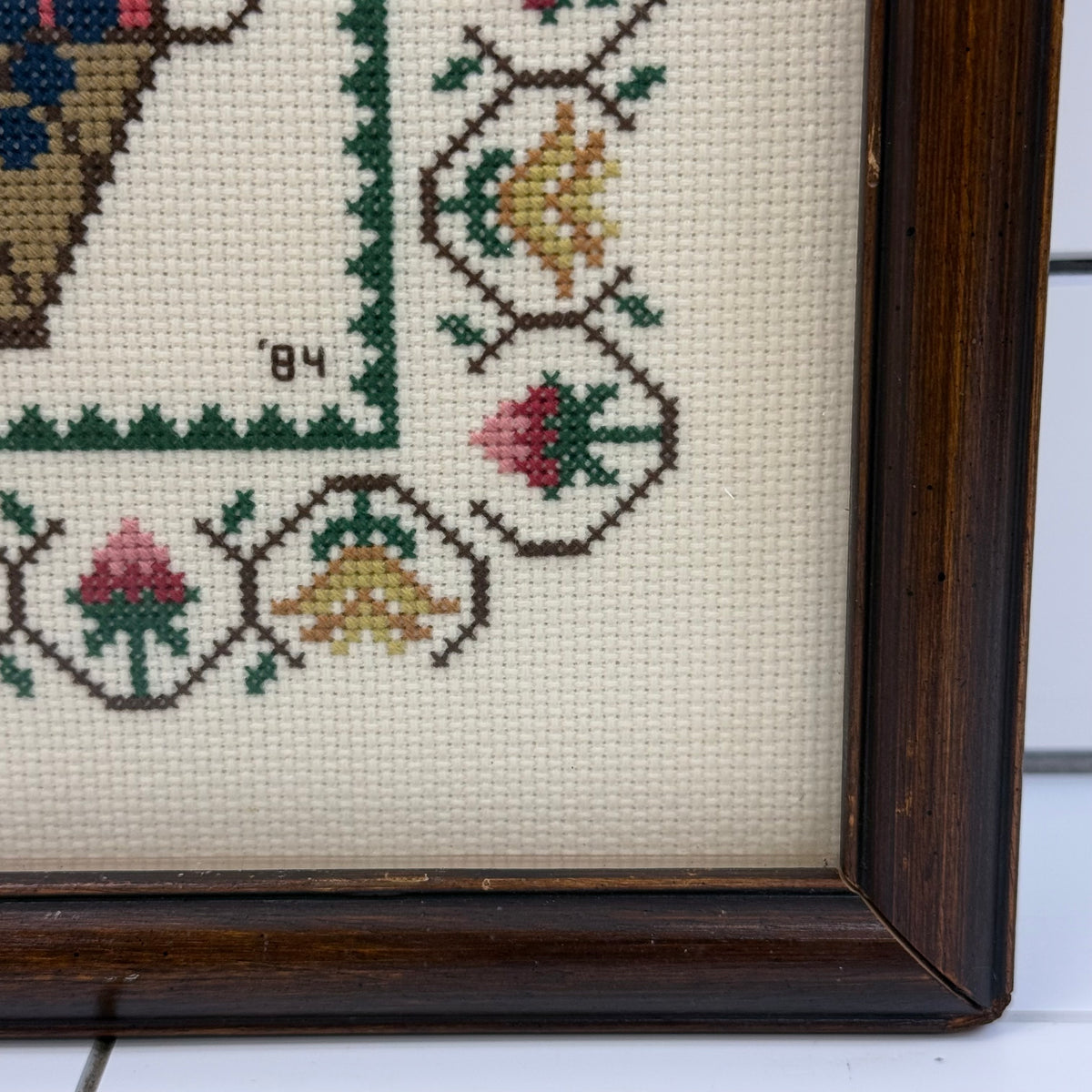 Fruit Basket Alphabet Sampler Cross Stitch Art 1984