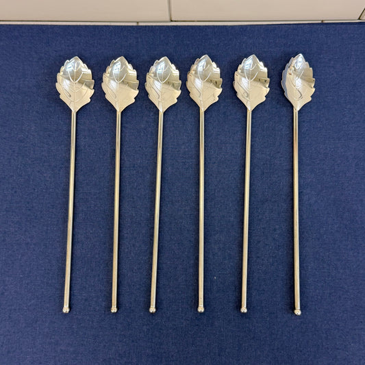 Danish silver-plated julep straw, Set of 6