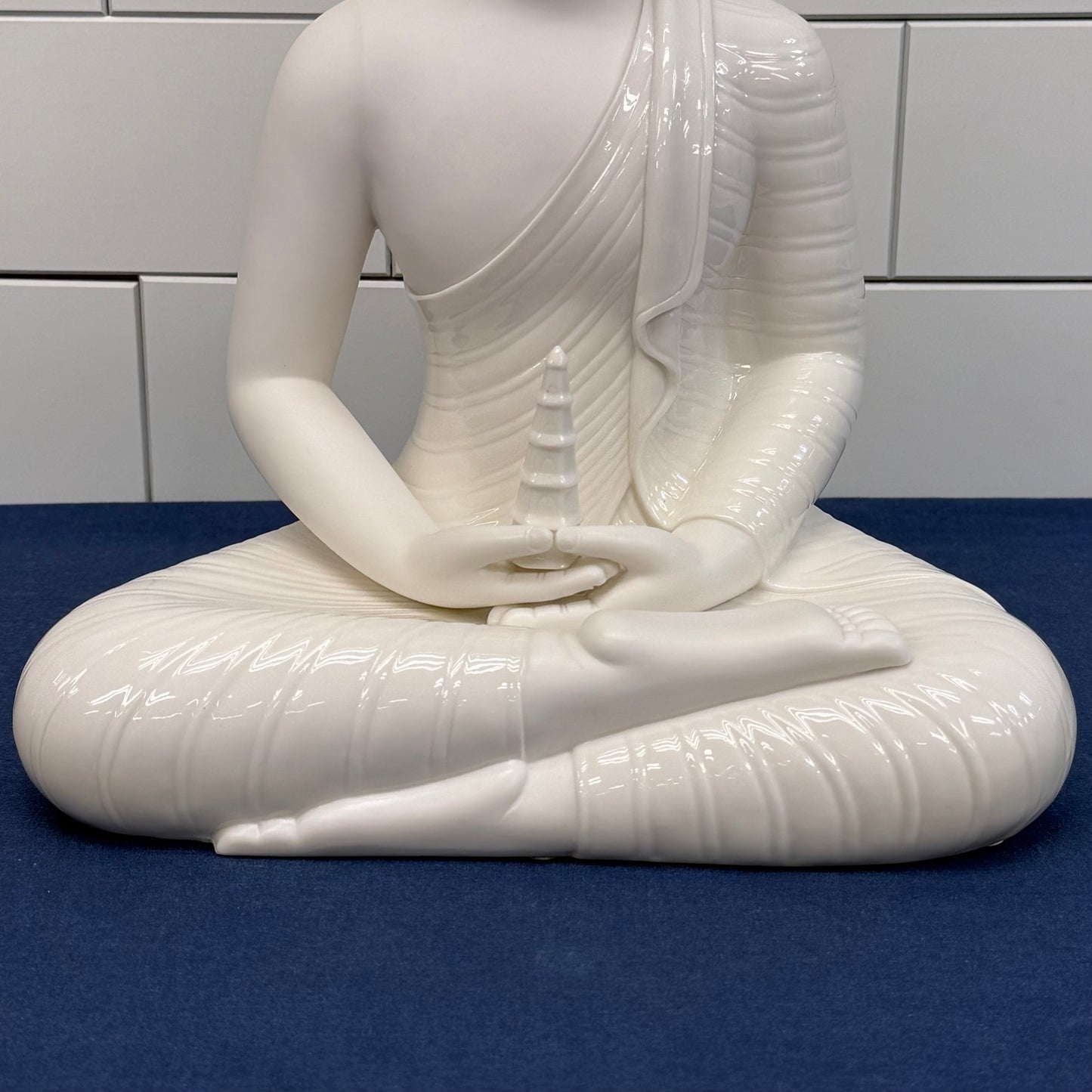 White Ceramic Buddha Statue Meditation Figurine