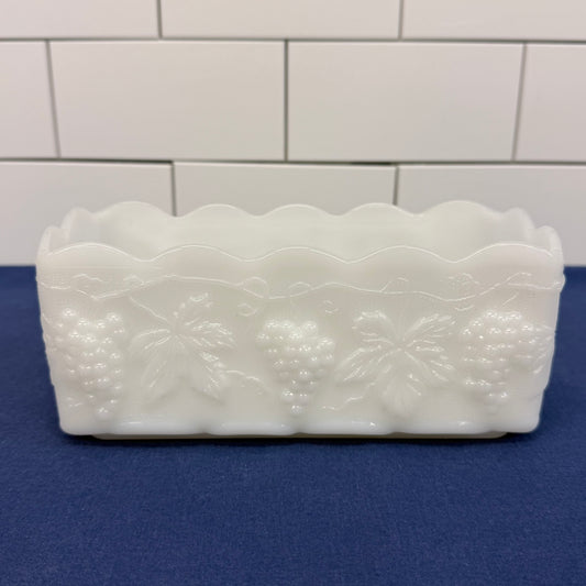 Anchor Hocking Fire-King Milk Glass Grape Vine Planter