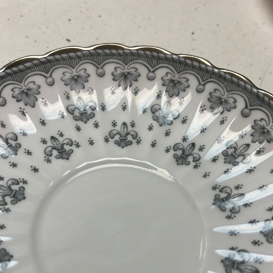 Spode Fleur de Lys Platinum Rimmed Saucers, 8 Piece