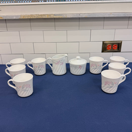 Vintage 1981 Corelle Mug, Creamer & Sugar Set