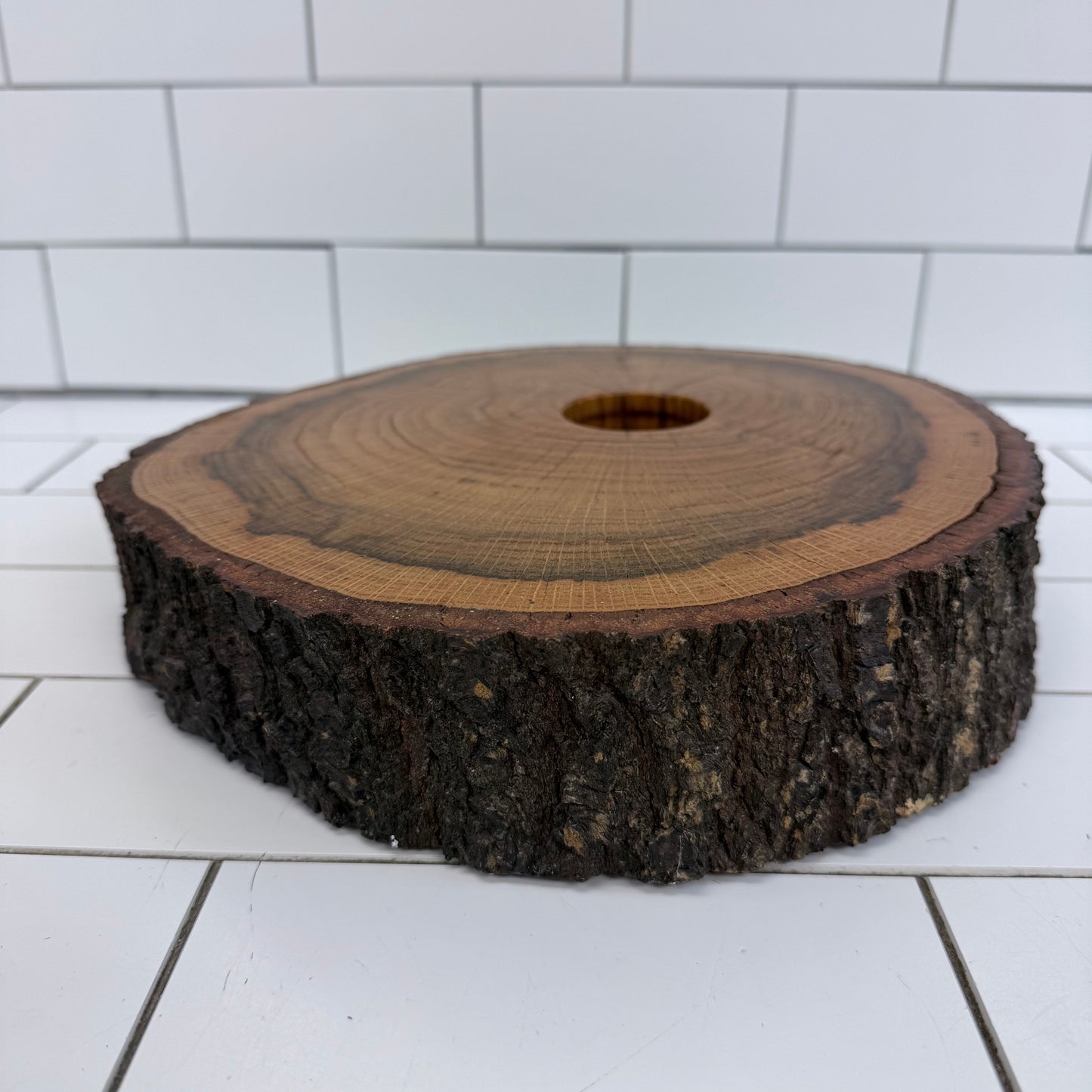 Live Edge Wood Slab Candle Holder Rustic Centerpiece