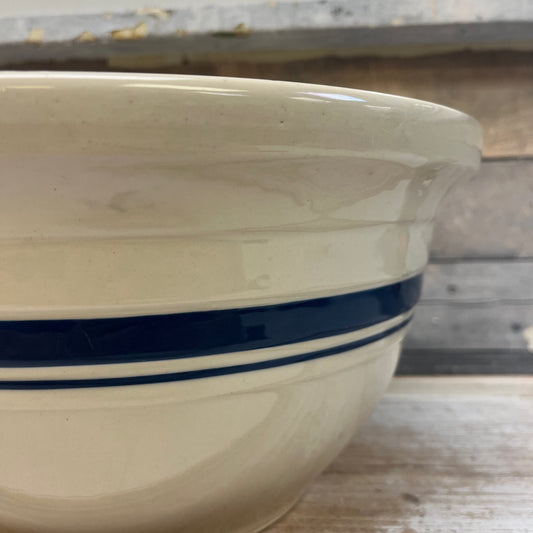 Friendship Pottery Blue Stripe Stoneware Bowl, 6 Quart