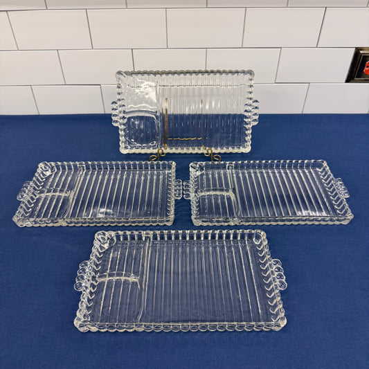 Hazel Atlas Ball & Rib Divided Snack Trays Set of 4