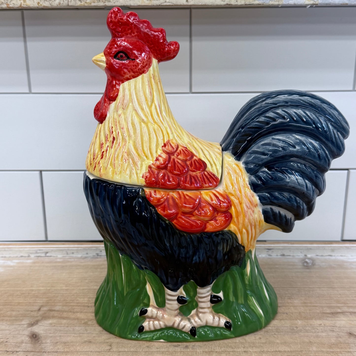 Farmhouse Rooster Ceramic Cookie Jar