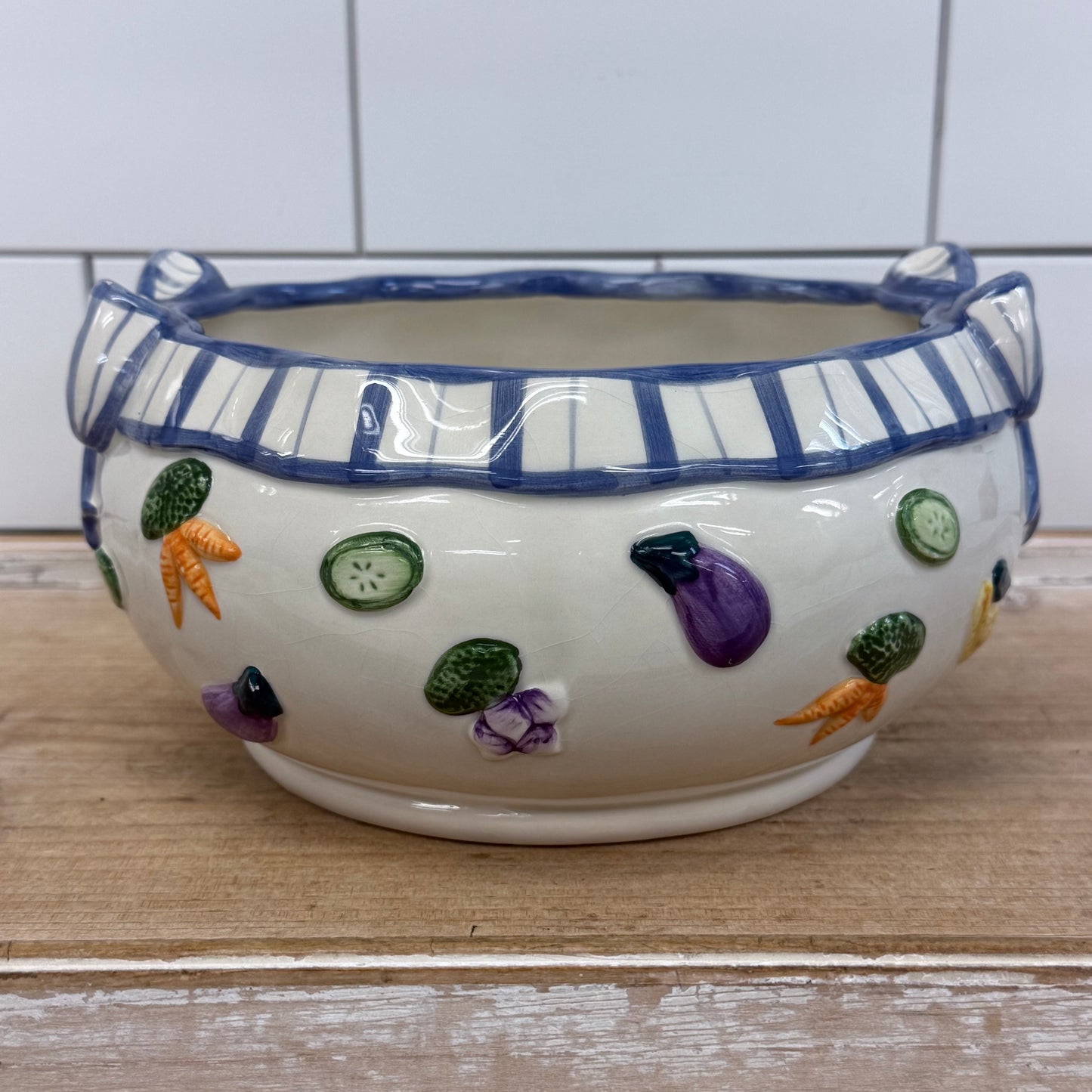 Fitz and Floyd Vegetable Garden Ceramic Serving Bowl 1990s