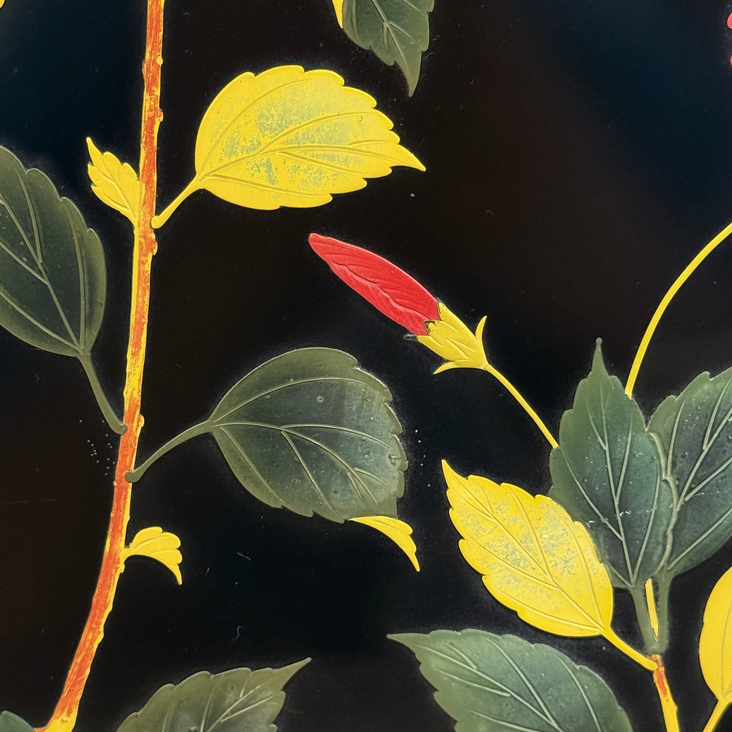 Bembo Okinawa Japanese Lacquerware Floral Serving Tray