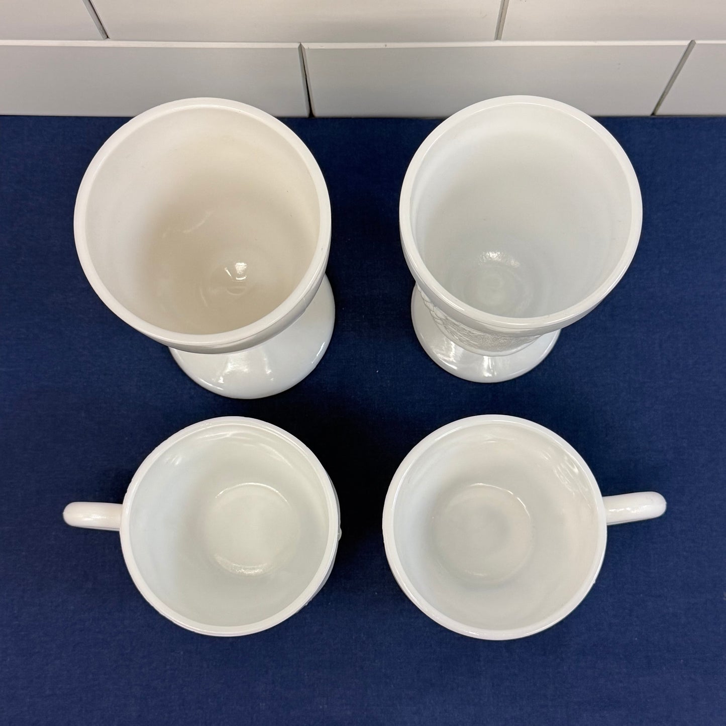 Milk Glass Drinkware Lot McKee Anchor Hocking Hazel-Atlas Vintage 1960s