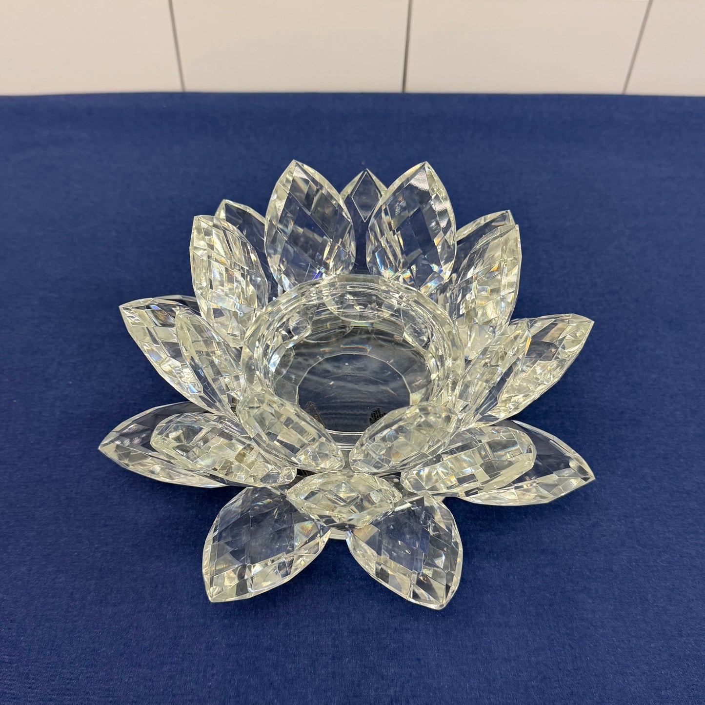 Shannon Godinger Lotus Pillar Candle Holder in Box, Crystal