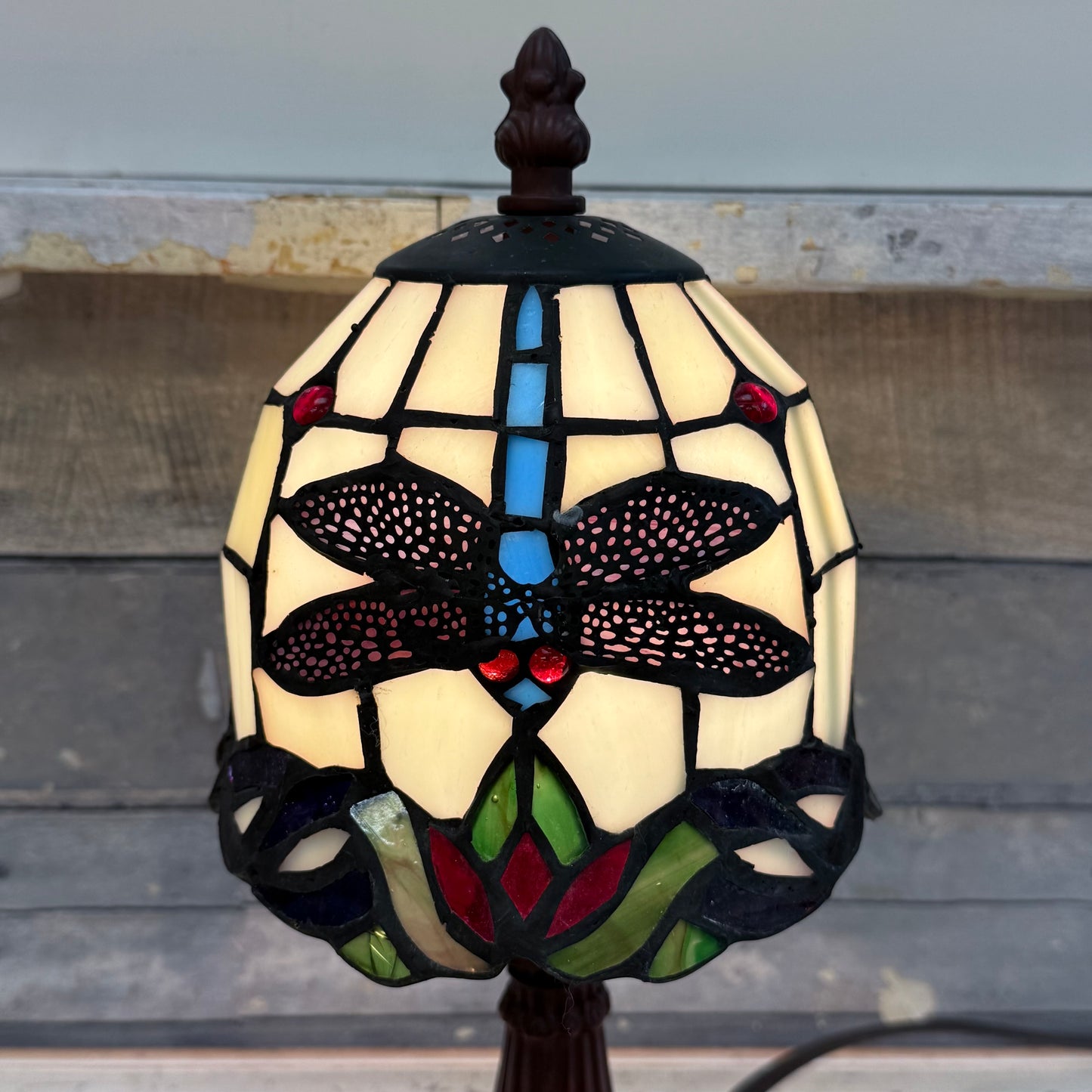 Dragonfly Tiffany Style Stained Glass Accent Lamp