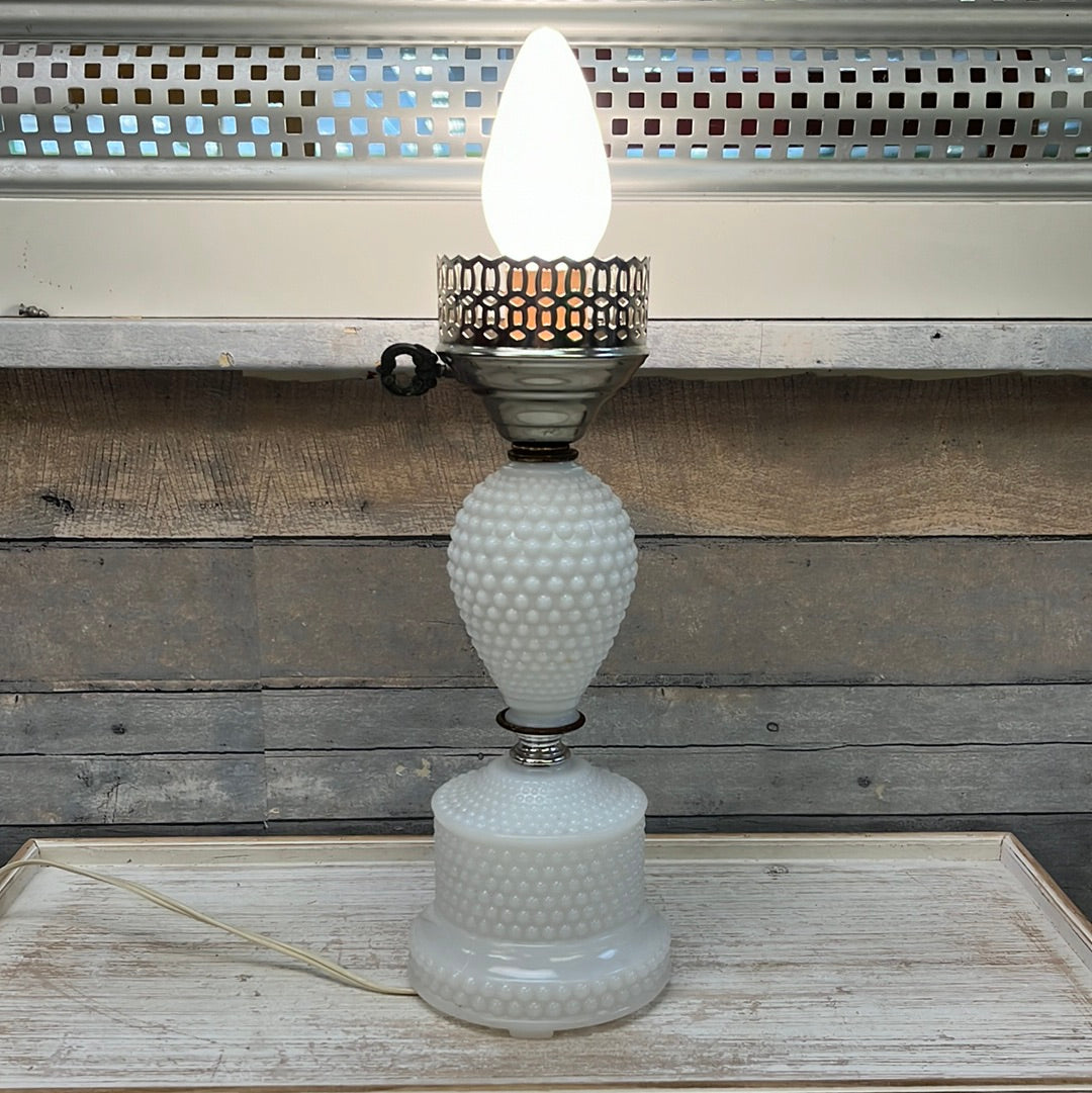 Vintage Hobnail Milk Glass Hurricane lamp