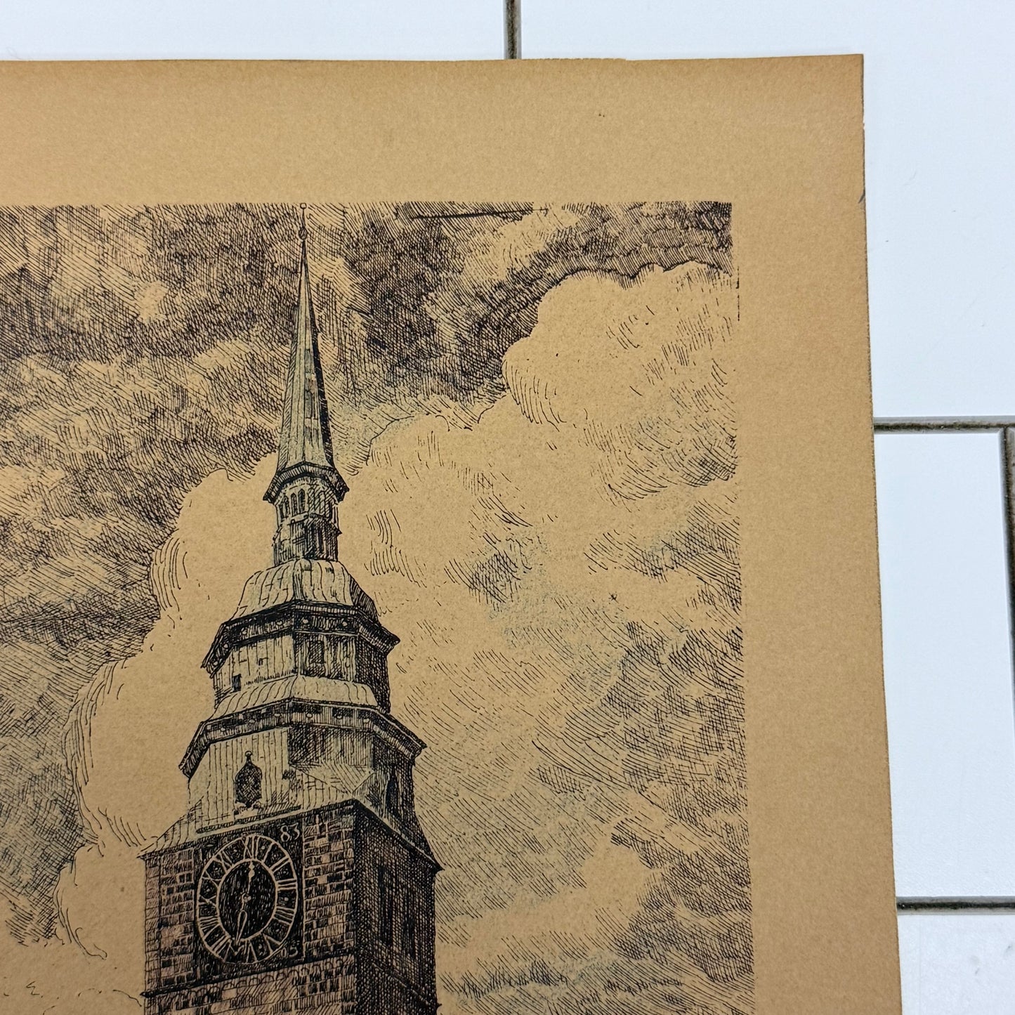 1941 Bremen Germany Clock Tower Art Print by K. Walter