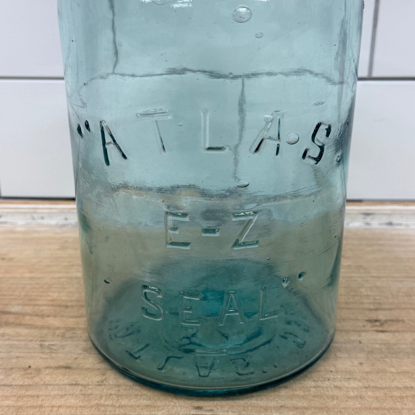 Hazel Atlas E-Z Seal Aqua Glass Canning Jar USA 1910s-1920s
