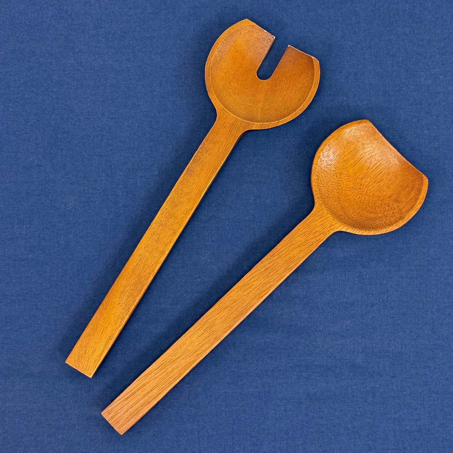 Nambé Cooper Salad Bowl Set Acacia Glass & Utensils