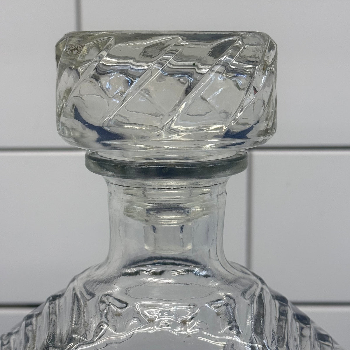 Starburst Pressed Glass Liquor Decanter with Stopper