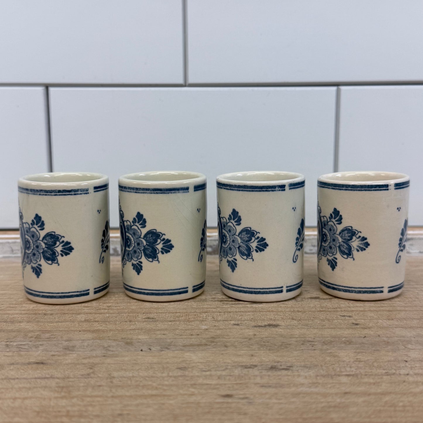 Delft Holland Windmill Shot Glasses Set of 4 Vintage 1960s–70s