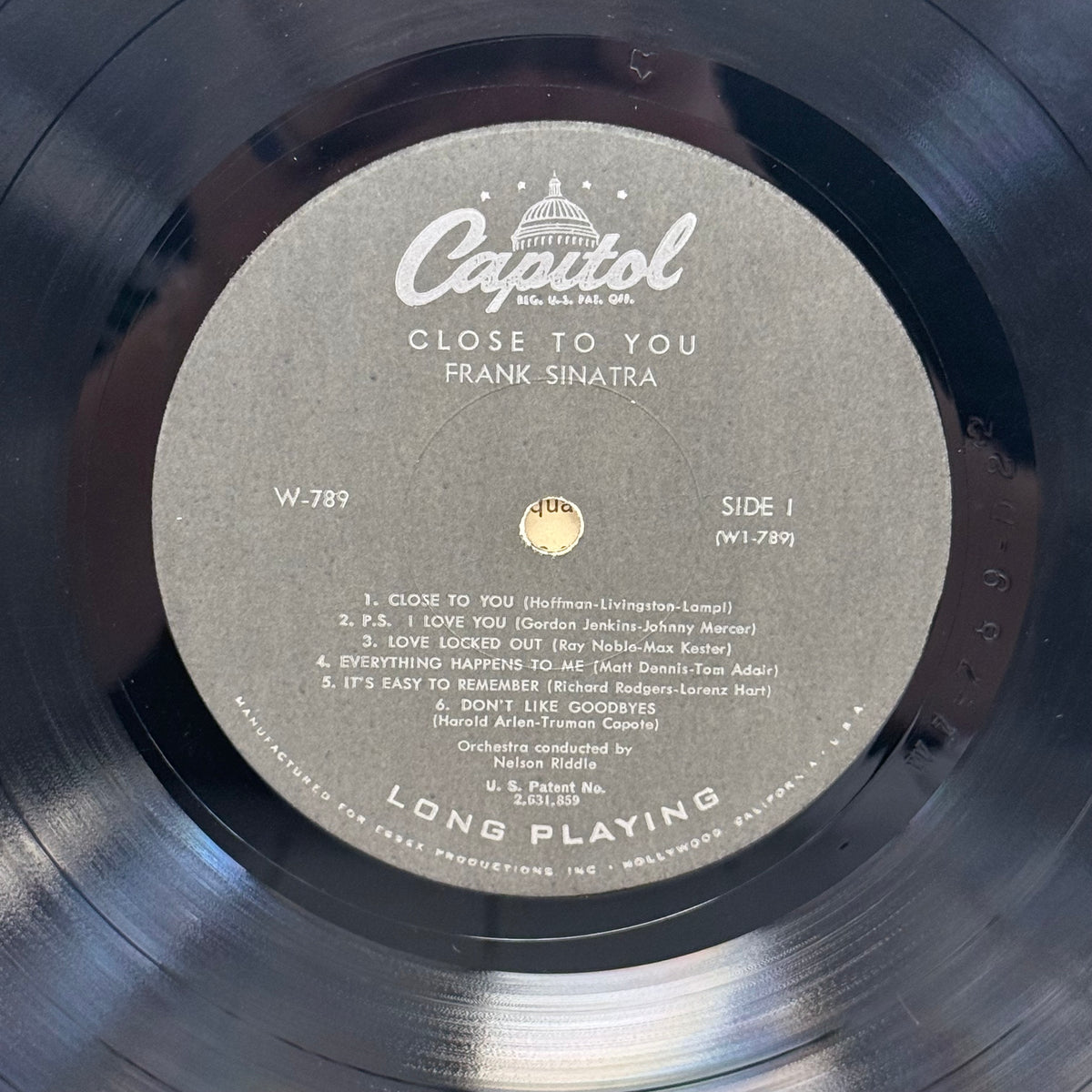 Frank Sinatra Close to You Vinyl LP 1957 -- W-789