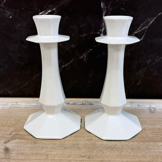 Independence Ironstone Candlesticks Mid Century Set