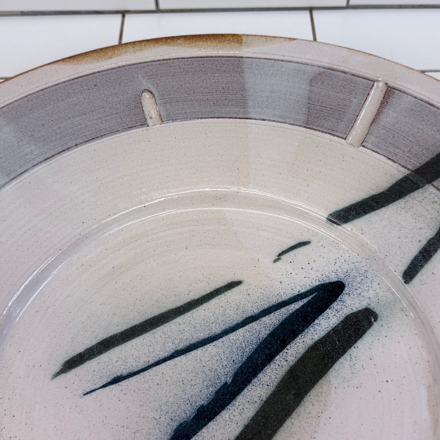 Signed Dixon Studio Art Pottery Stoneware Serving Platter