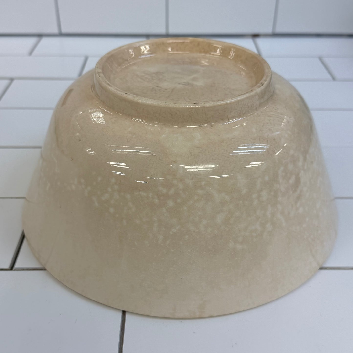 American Cream Glazed Stoneware Mixing Bowl 1940s–50s