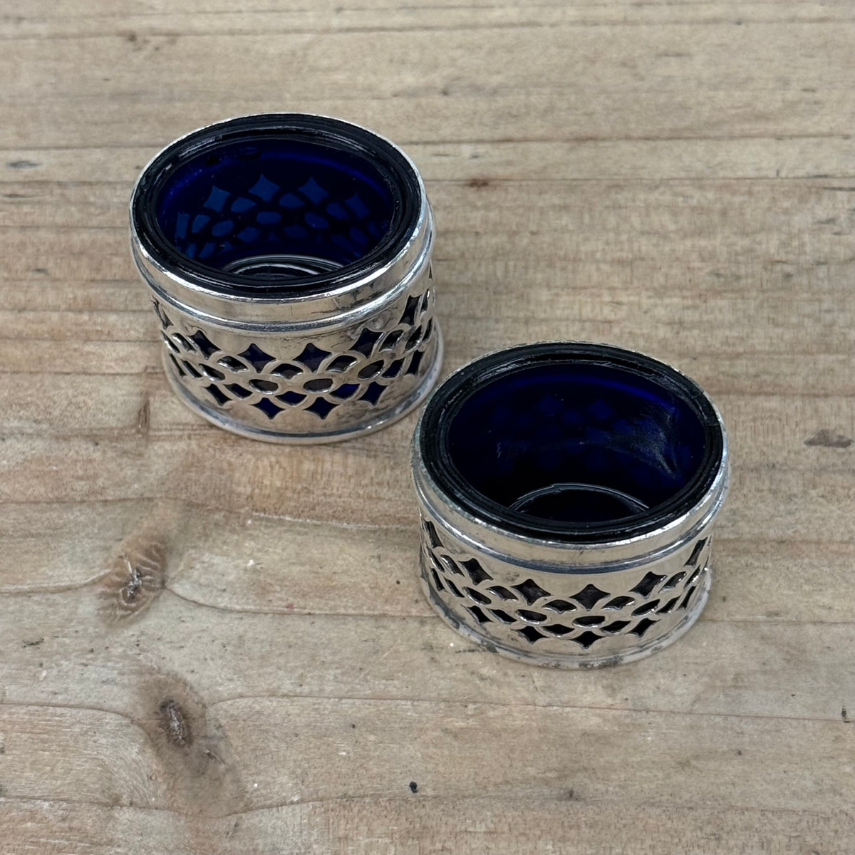 LWL Co EPNS Cobalt Glass Salt Pepper Shakers Set