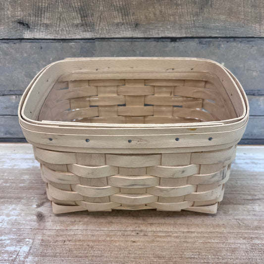 Longaberger Whitewashed Basket, Signed 2001