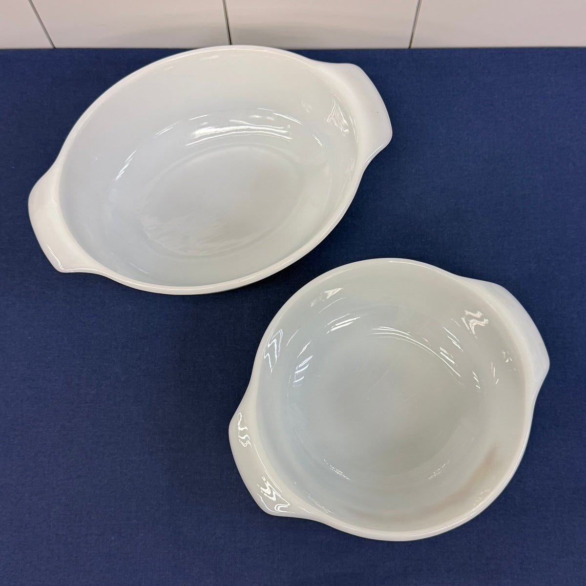 Fire-King Vegetable Pattern Casserole Dishes Set of 2 Vintage