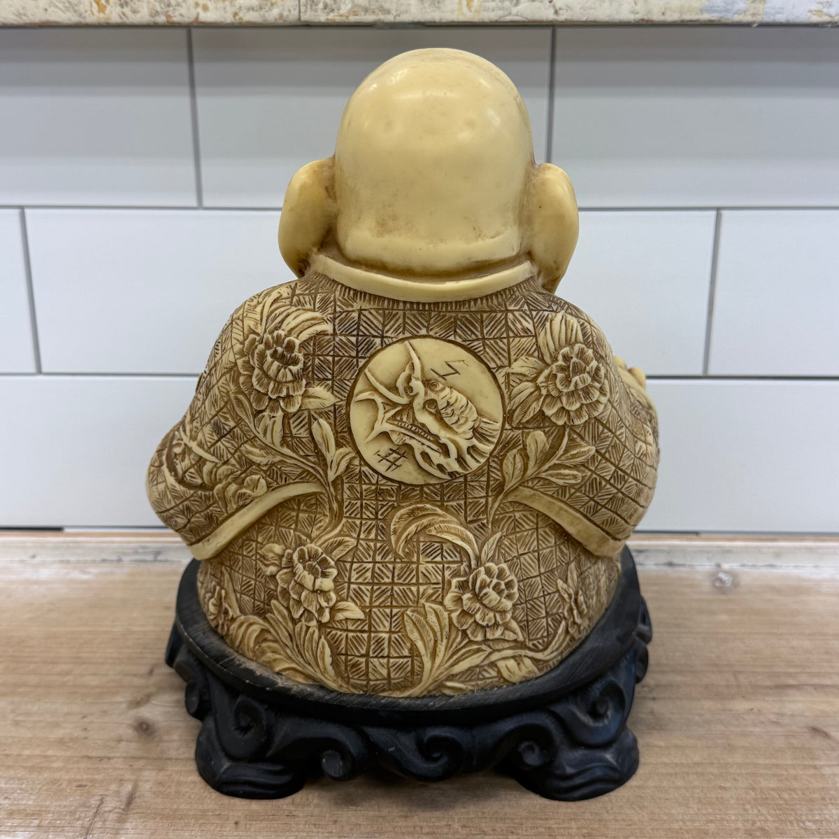 Laughing Buddha Resin Composite Statue Heavy Base