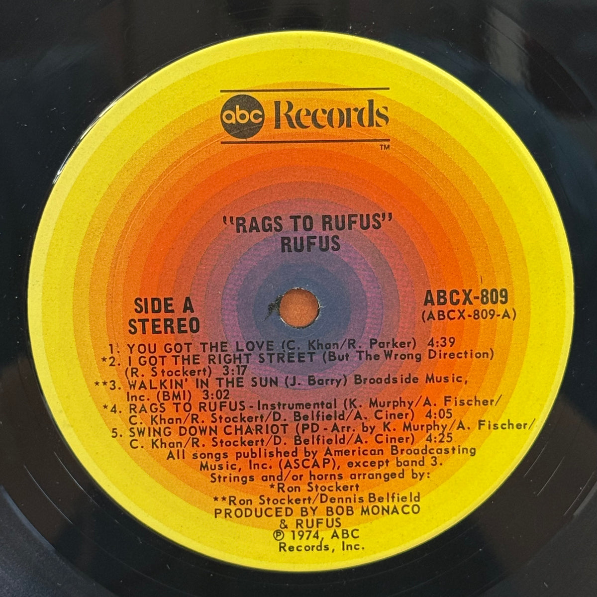 Rufus Rags to Rufus Vinyl LP 1974 - ABCX-809