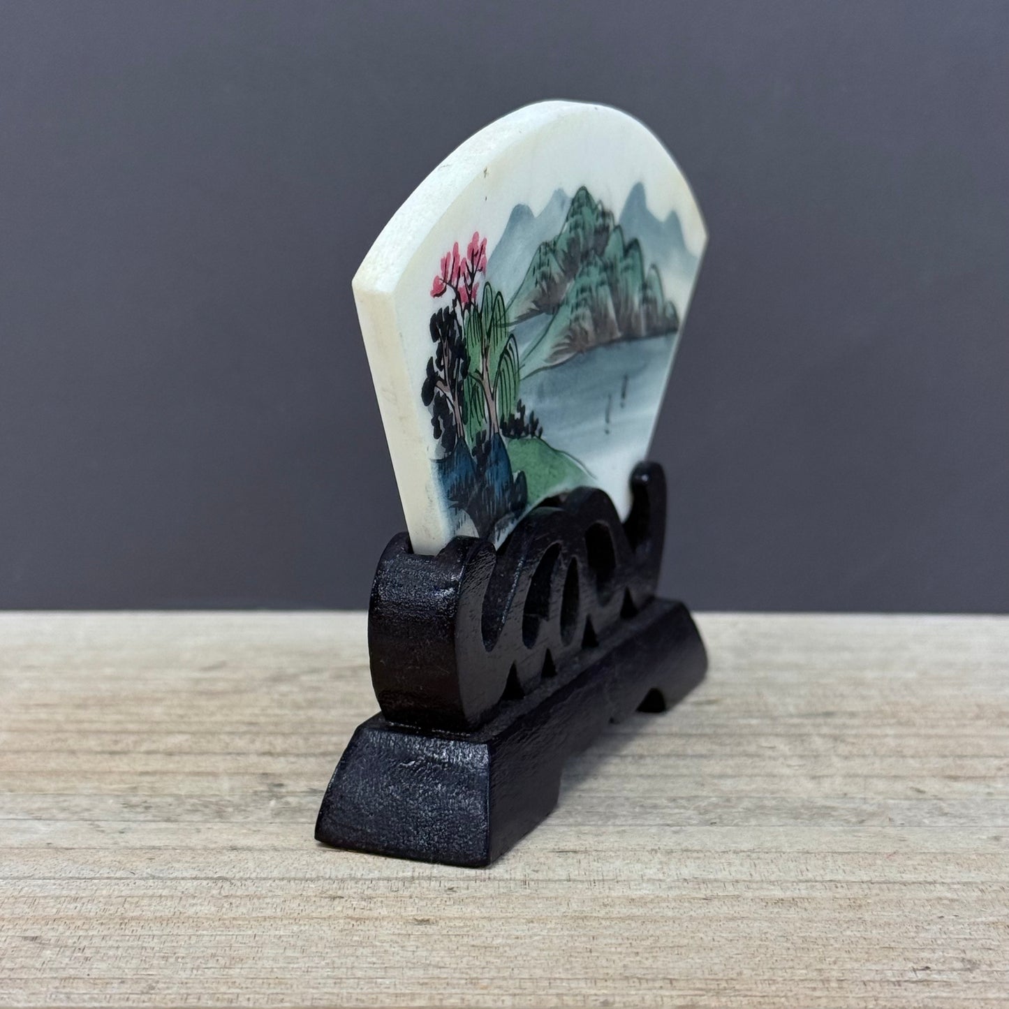 Decorative Plaque, Hand Painted with Ornate Stand