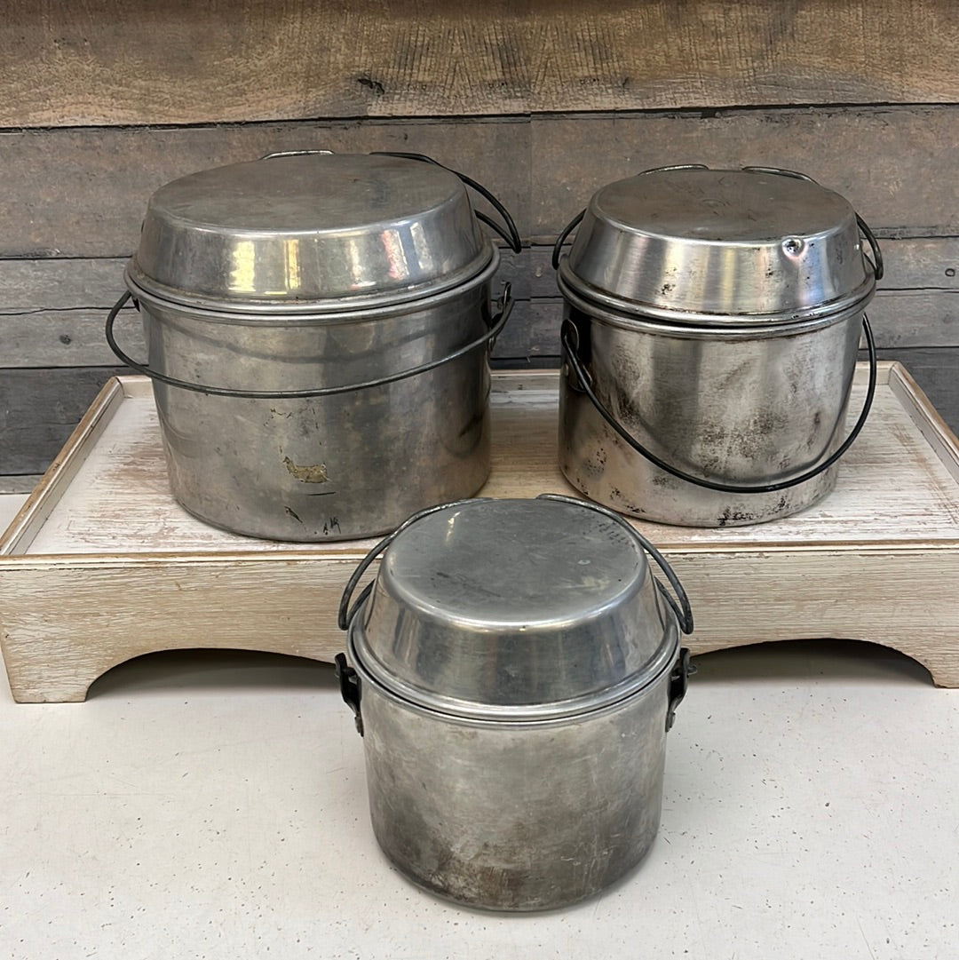 Vintage Aluminum Camping Cookware Selection