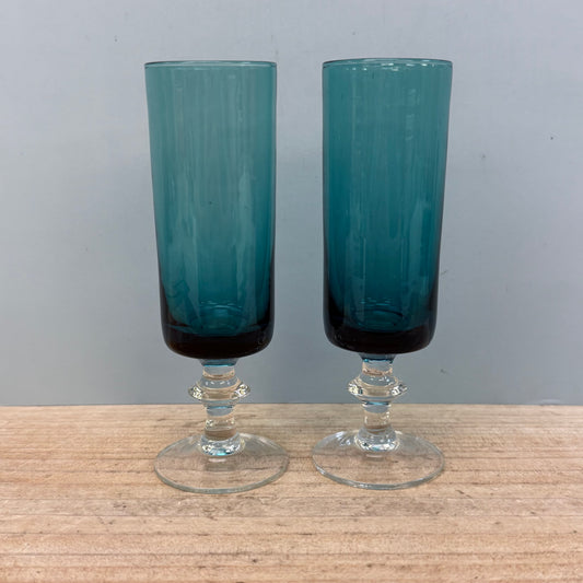 Peacock Blue Glasses, Set of 2