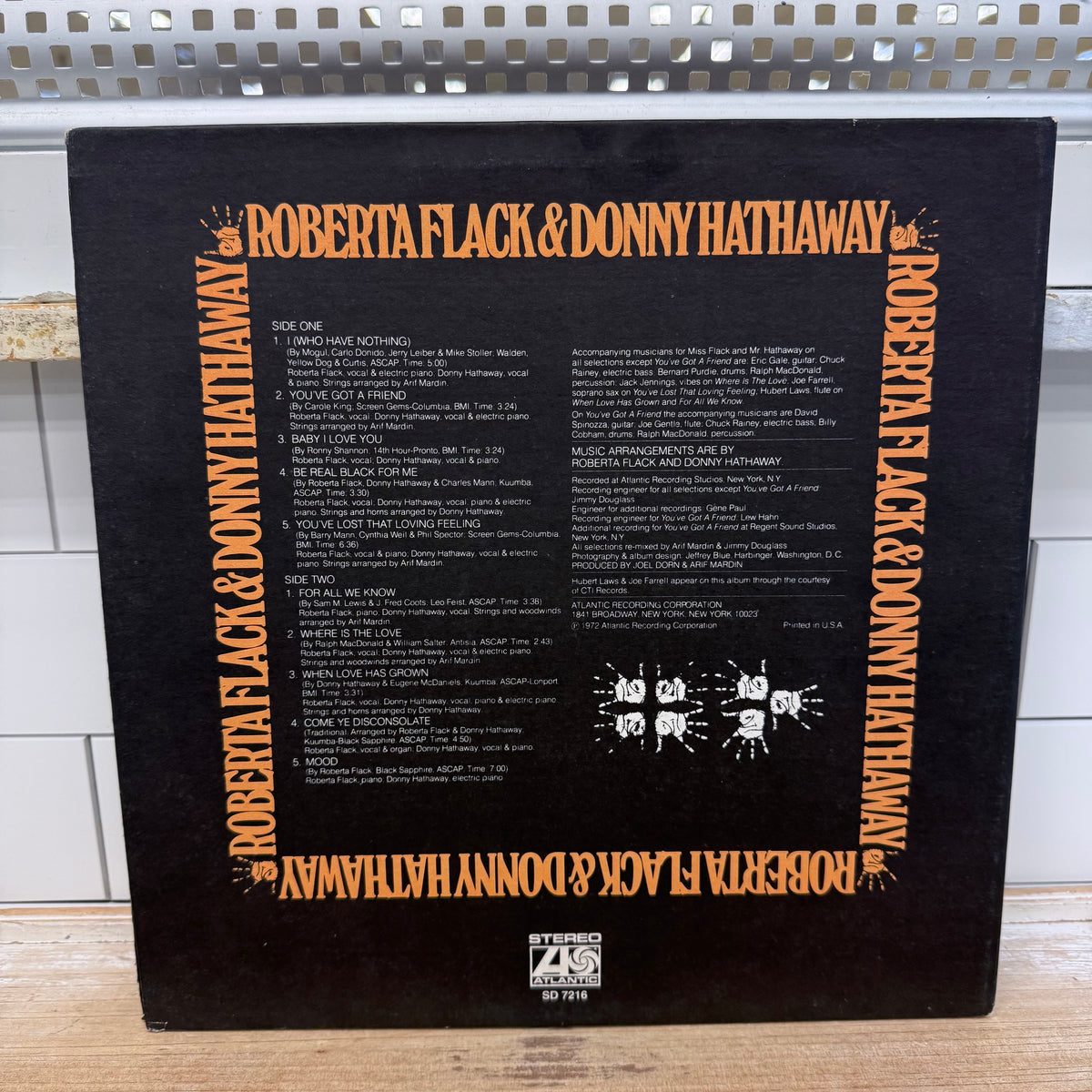 Roberta Flack & Donny Hathaway Vinyl LP 1972 Atlantic SD 7216