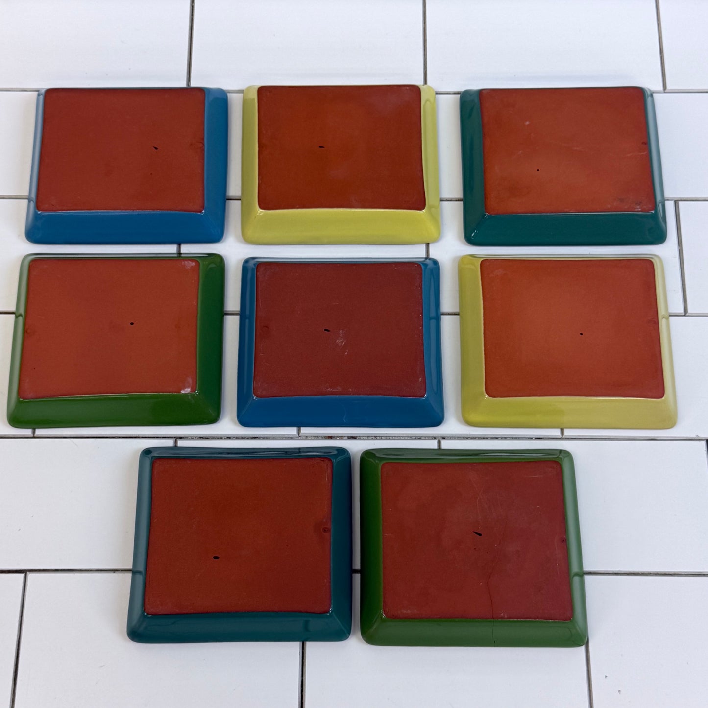Colorful Appetizer Plates Set of 8 Ceramic