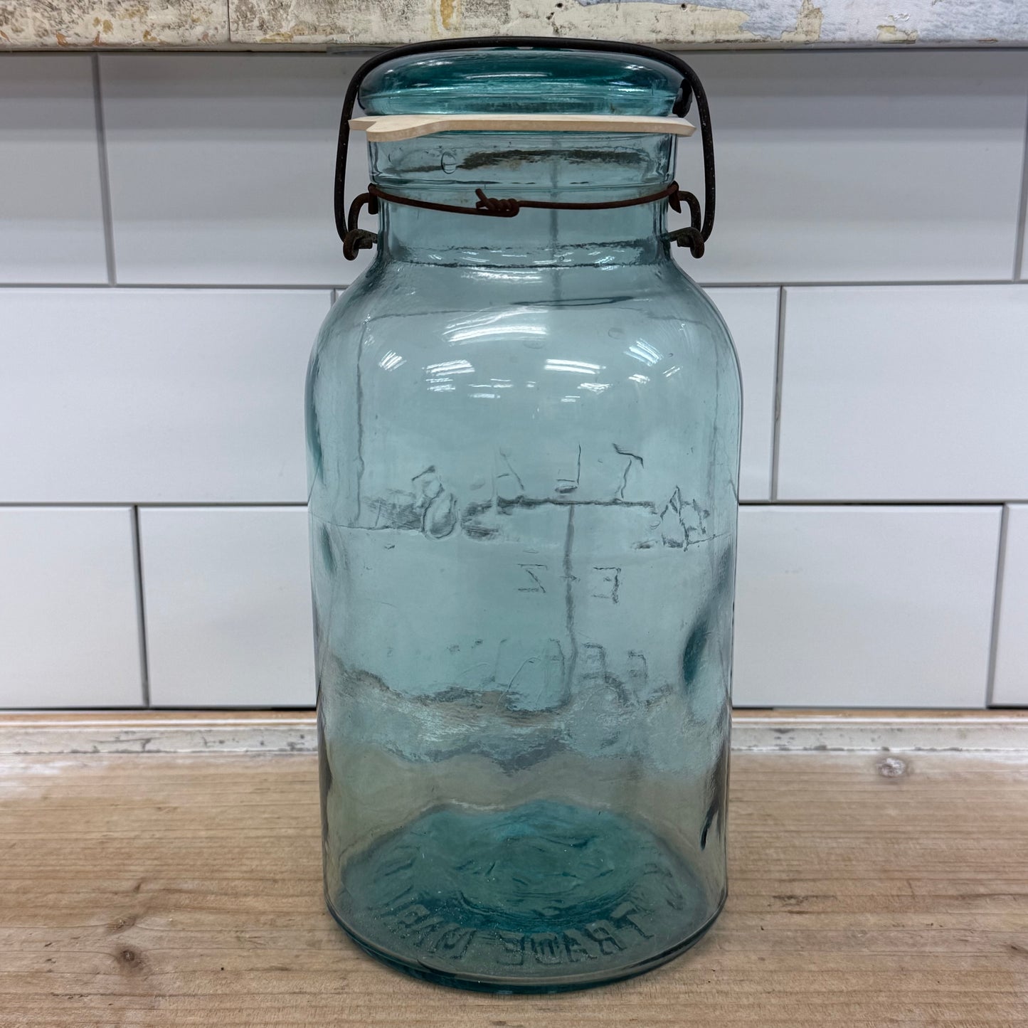 Hazel Atlas E-Z Seal Aqua Glass Canning Jar USA 1910s-1920s