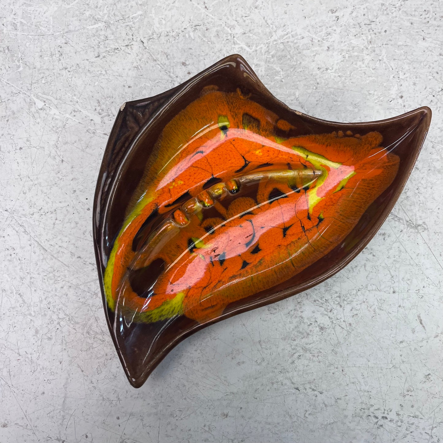 California Pottery Lava Swirl Glazed Dish, #2507, 1960s