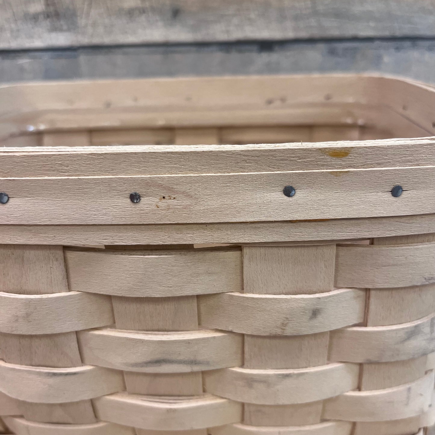 Longaberger Whitewashed Basket, Signed 2001