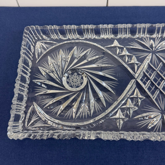 Pinwheel Hobstar Cut Crystal Serving Tray