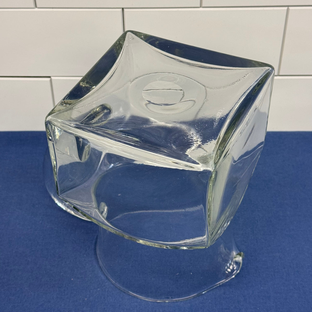 Clear Glass Square Base Pitcher Geometric Water Tea Serving Jug